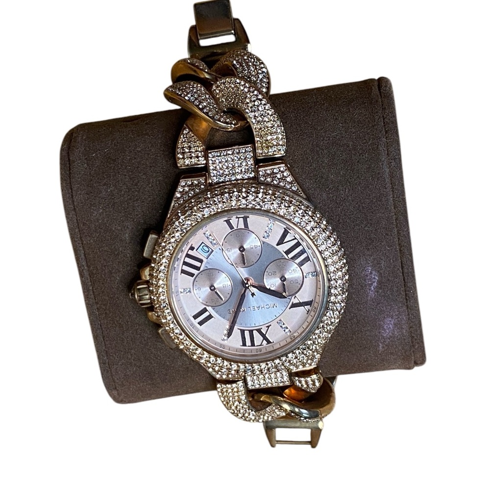 ✨VINTAGE LUX✨ Michael Kors Rose Gold Watch w/ Crystal Accents